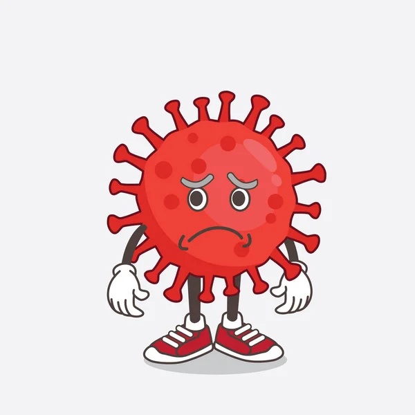 Ilustrație Personajului Mascotă Desene Animate Red Virus Față Speriată — Vector de stoc