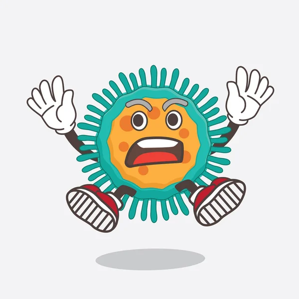 Une Illustration Personnage Mascotte Blue Virus Avec Geste Choquant — Image vectorielle