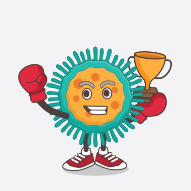 Oyun makinesinin Boks şampiyonu olarak Mavi Virüs çizgi film maskotu karakterinin bir çizimi