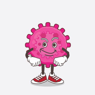 Pembe Virüs çizgi film maskot karakterinin çizimi sırıtan yüzüyle