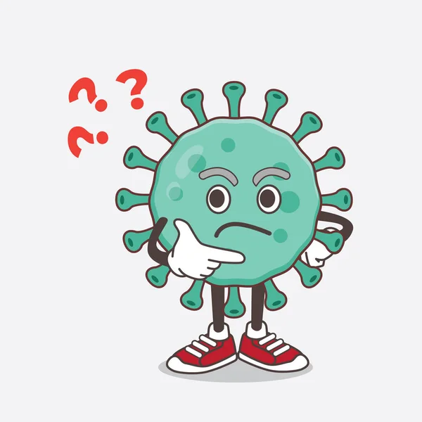 Una Ilustración Del Personaje Mascota Dibujos Animados Virus Azul Gesto — Vector de stock