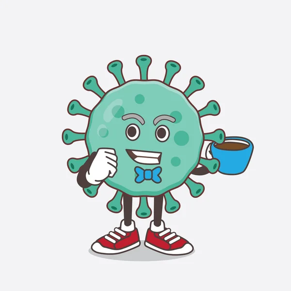 Una Ilustración Del Personaje Mascota Dibujos Animados Virus Azul Con — Vector de stock