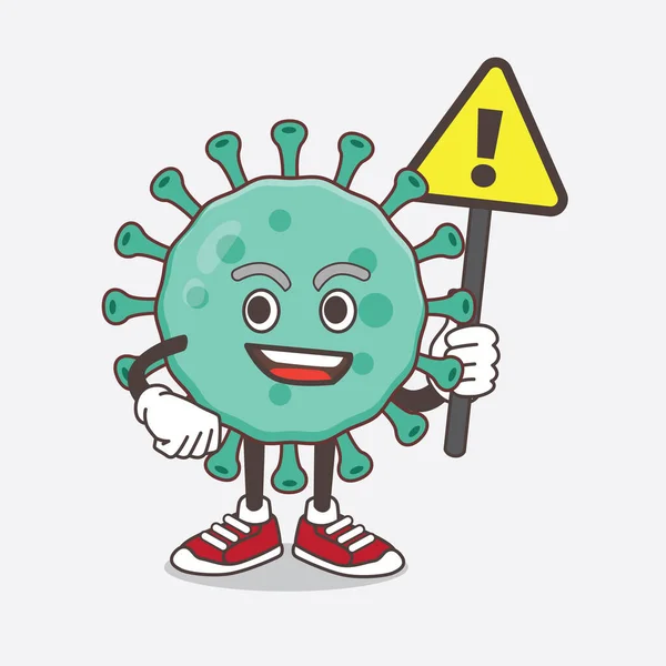 Una Ilustración Del Personaje Mascota Dibujos Animados Virus Azul Levanta — Vector de stock
