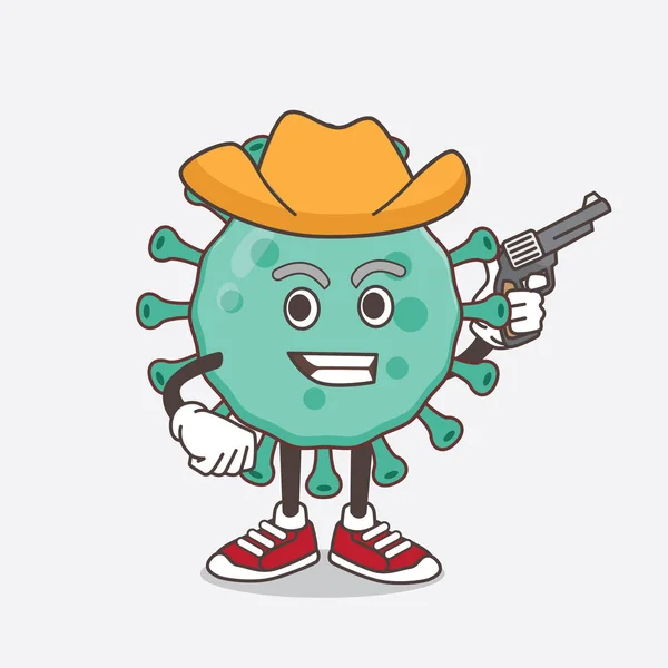Una Ilustración Del Personaje Mascota Dibujos Animados Virus Azul Sosteniendo — Archivo Imágenes Vectoriales
