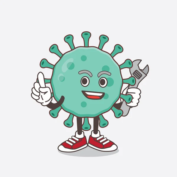 Una Ilustración Del Personaje Mascota Dibujos Animados Virus Azul Como — Vector de stock