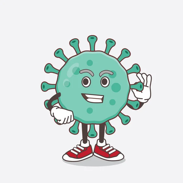 Uma Ilustração Blue Virus Personagem Mascote Cartoon Com Gesto Chamando —  Vetores de Stock