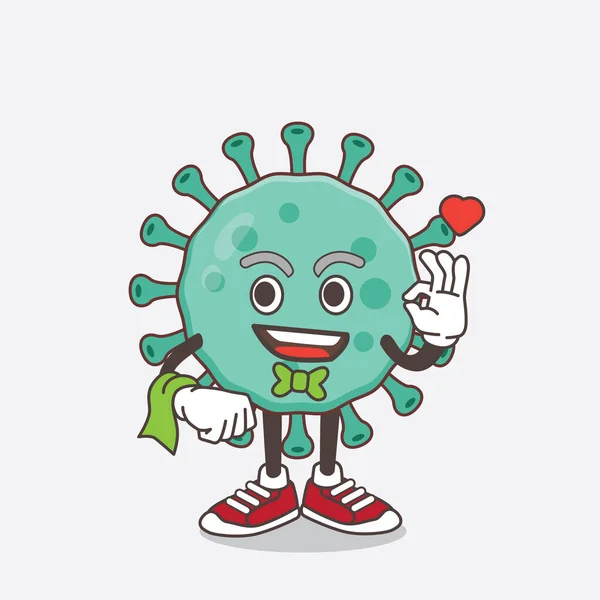 Una Ilustración Del Personaje Mascota Dibujos Animados Blue Virus Trabajando — Vector de stock