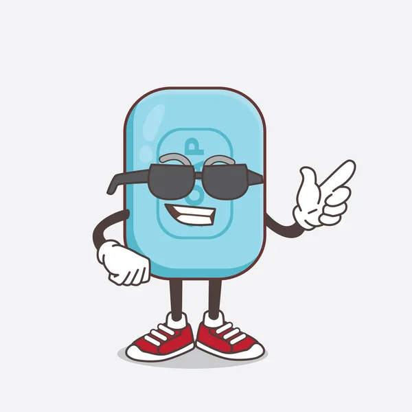 Uma Ilustração Blue Soap Personagem Mascote Desenho Animado Com Rosto —  Vetores de Stock