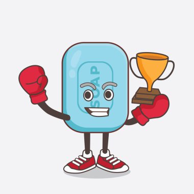 Mavi Sabun çizgi film maskotu karakterinin çizimi çekiçle bilge yargıç rolünde.