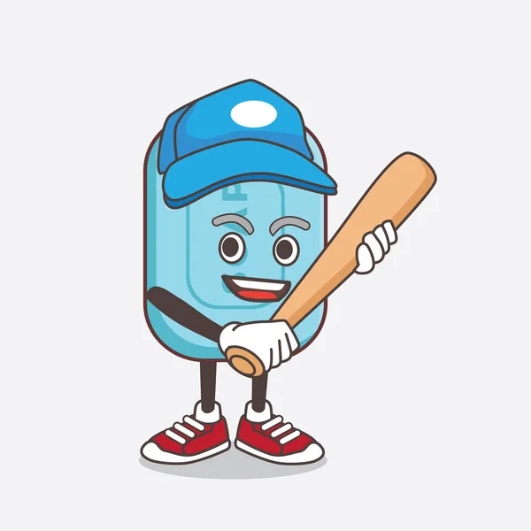 Une Illustration Personnage Mascotte Blue Soap Jouant Baseball — Image vectorielle