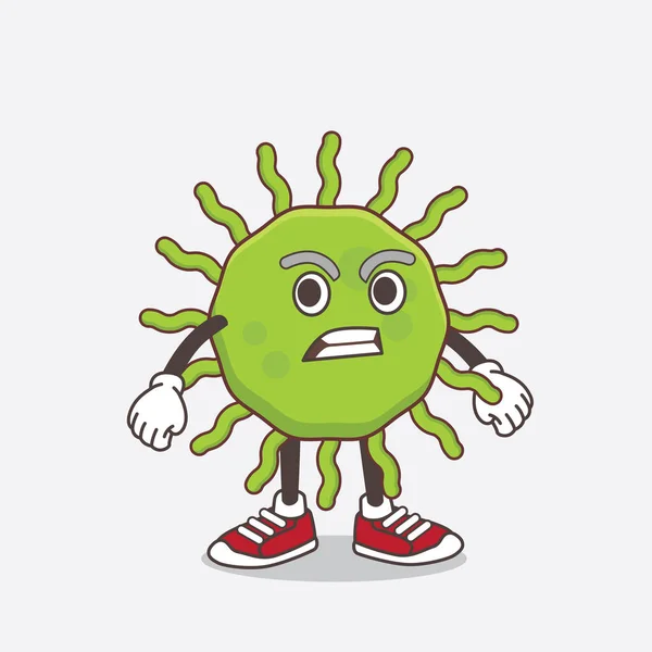 Una Ilustración Del Personaje Mascota Dibujos Animados Virus Verde Con — Vector de stock