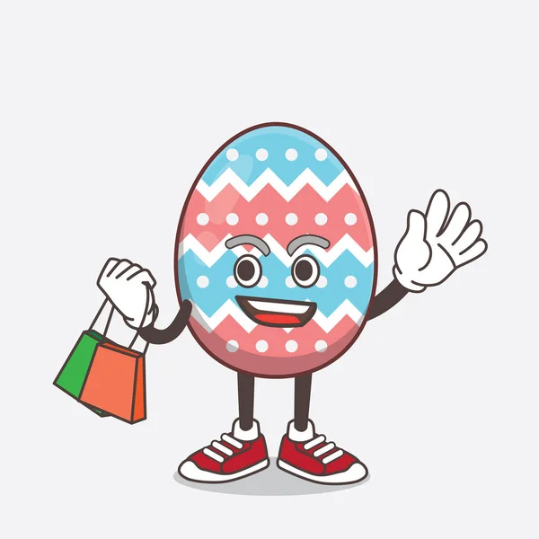 Eine Illustration Von Easter Egg Cartoon Maskottchen Figur Winkt Und — Stockvektor