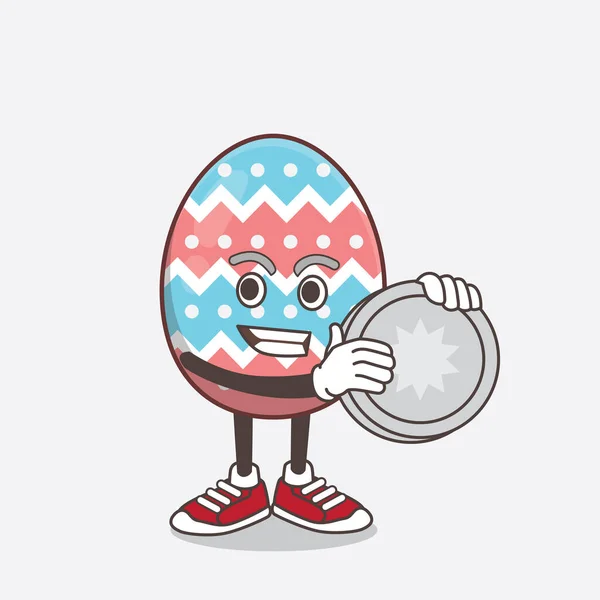 Uma Ilustração Easter Egg Personagem Mascote Cartoon Segurando Uma Medalha — Vetor de Stock