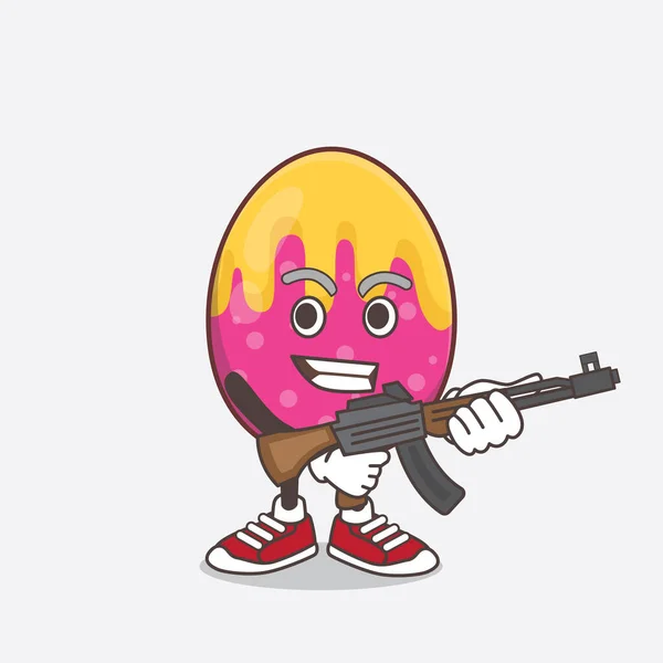 Illustrazione Del Personaggio Della Mascotte Del Fumetto Easter Egg Con — Vettoriale Stock