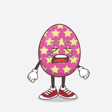 Ağlayan ifadeli Paskalya Yumurtası çizgi film maskotu karakteri.