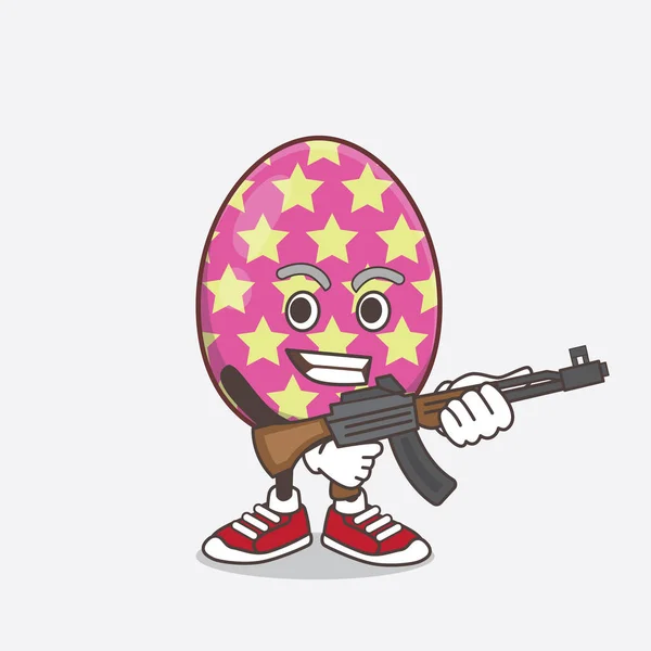 Eine Illustration Von Easter Egg Cartoon Maskottchen Figur Mit Sturmgewehr — Stockvektor