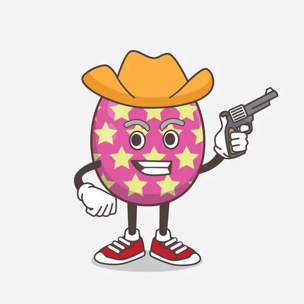 Illustration Easter Egg Cartoon Mascot Character Holding Gun — Stock Vector