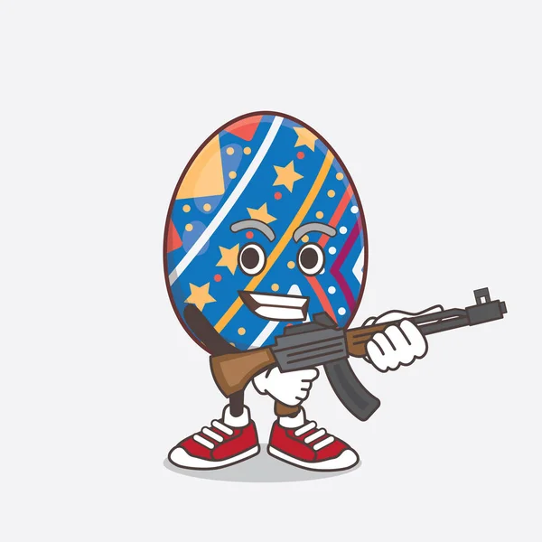 Uma Ilustração Personagem Mascote Desenhos Animados Easter Egg Com Arma —  Vetores de Stock