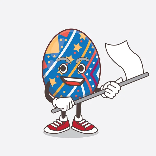 Иллюстрация Персонажа Мультфильма Пасхальное Яйцо Размахивающего Флагом — стоковый вектор