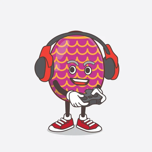 Uma Ilustração Personagem Mascote Desenhos Animados Easter Egg Jogar Jogo — Vetor de Stock