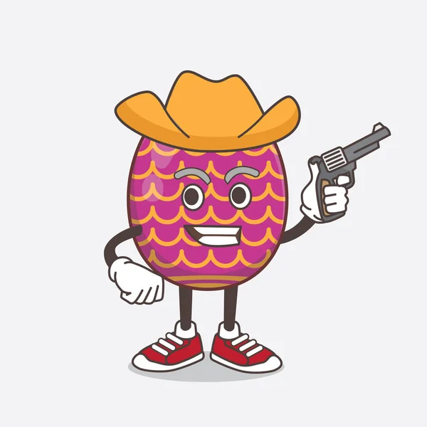 Illustration Easter Egg Cartoon Mascot Character Holding Gun — Stock Vector