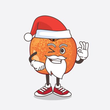 Pluots Fruit çizgi filmi Noel Baba maskotu karakteri.