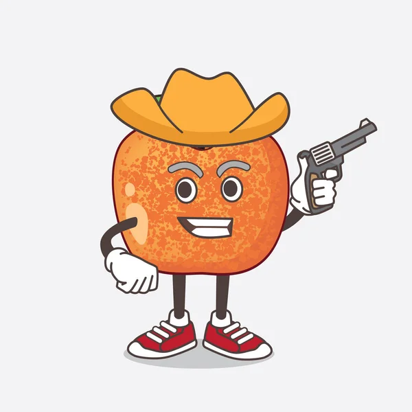 Illustration Pluots Fruit Cartoon Mascot Character Holding Gun — Stock Vector
