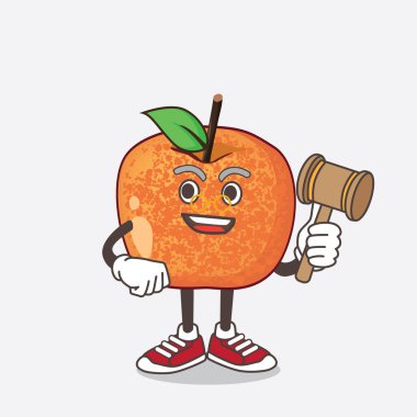 Pluots Fruit çizgi film karakteri çekiçle bilge yargıç rolünde.