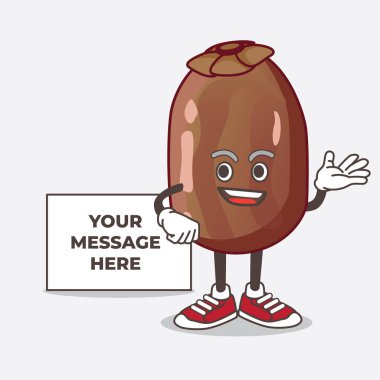 Hurma Palm Fruit karikatür maskot karakterinin beyaz tahtası olan bir çizimi