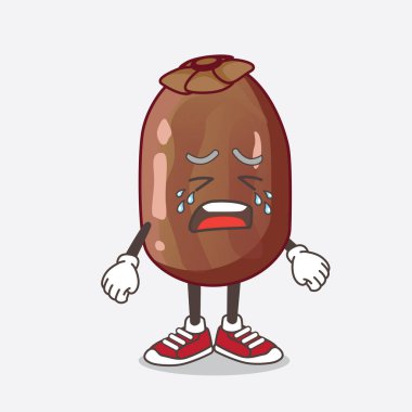 Hurma Palm Fruit çizgi film maskotu karakterinin ağlayan yüz ifadesi.