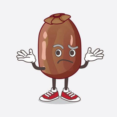 Hurma palmiyesi karikatürü maskot karakterinin komik sırıtış ifadesi.