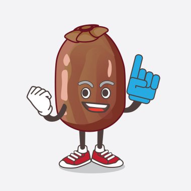 Buluşma Meyvesi çizgi film maskotu karakterinin köpük parmağı olan bir çizimi.