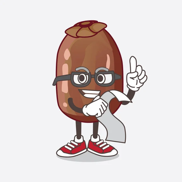 Een Illustratie Van Date Fruit Cartoon Mascotte Karakter Met Een — Stockvector