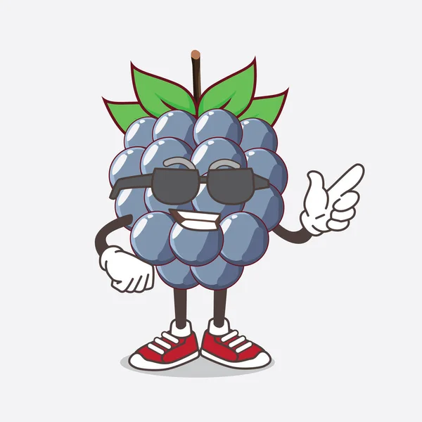 Une Illustration Personnage Mascotte Dewberries Fruit Avec Des Lunettes Noires — Image vectorielle