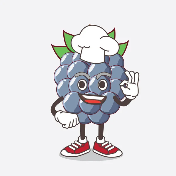 Uma Ilustração Dewberries Caráter Mascote Desenhos Animados Frutas Vestido Chef — Vetor de Stock