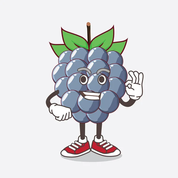 Uma Ilustração Dewberries Caráter Mascote Desenhos Animados Frutas Com Gesto — Vetor de Stock