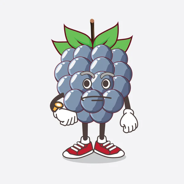 Uma Ilustração Dewberries Caráter Mascote Desenhos Animados Frutas Gesto Espera —  Vetores de Stock