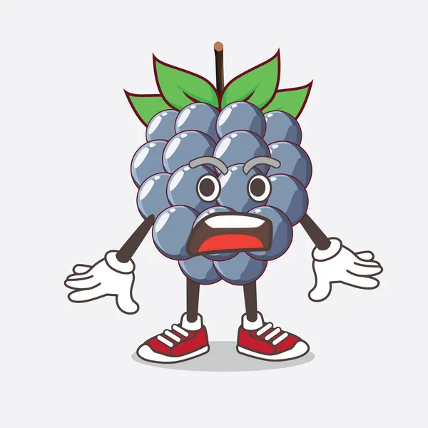 Uma Ilustração Dewberries Caráter Mascote Desenho Animado Frutas Com Gesto — Vetor de Stock