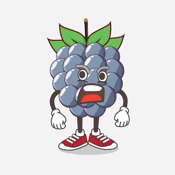 Uma Ilustração Dewberries Caráter Mascote Desenho Animado Frutas Com Rosto — Vetor de Stock