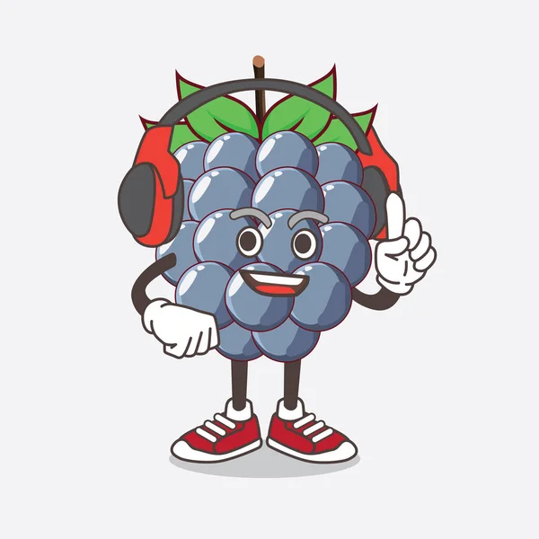 Uma Ilustração Dewberries Caráter Mascote Desenho Animado Frutas Falando Fone — Vetor de Stock