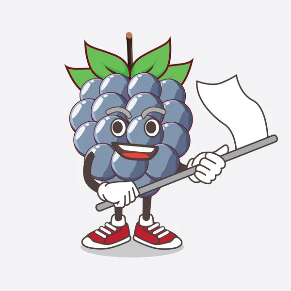 Uma Ilustração Dewberries Caráter Mascote Desenhos Animados Frutas Acenando Uma — Vetor de Stock