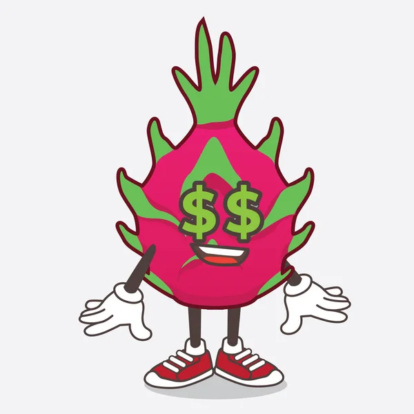 Uma Ilustração Personagem Mascote Desenho Animado Dragon Fruit Com Símbolo — Vetor de Stock