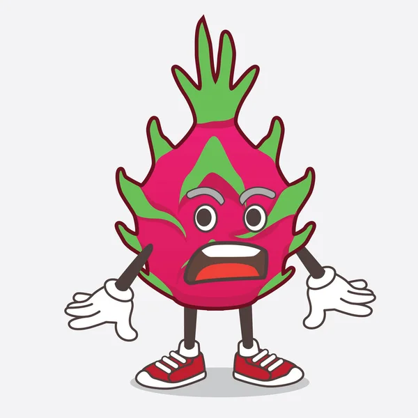 Una Ilustración Del Personaje Mascota Dibujos Animados Dragon Fruit Con — Vector de stock