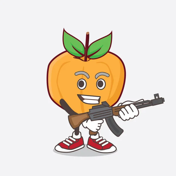 Uma Ilustração Personagem Mascote Desenhos Animados Eggfruit Com Metralhadora Rifle —  Vetores de Stock