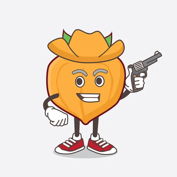 Uma Ilustração Personagem Mascote Desenho Animado Eggfruit Segurando Arma — Vetor de Stock