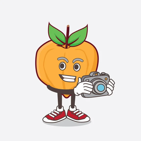 Illustration Eggfruit Cartoon Mascot Character Photographer Action Camera — Stock Vector