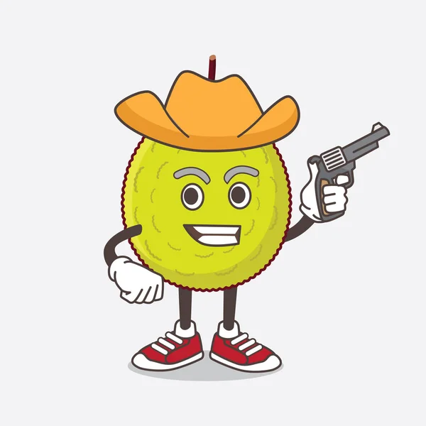 Illustration Entawak Fruit Cartoon Mascot Character Holding Gun — Stock Vector