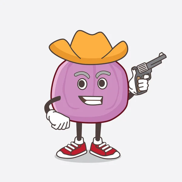 Illustration Fig Fruit Cartoon Mascot Character Holding Gun — Stock Vector
