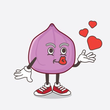 İncirli Fruit çizgi film karakteri kalp öpücüğüyle dalga geçiyor.