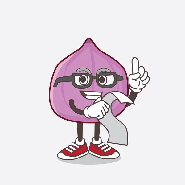 Una Ilustración Del Personaje Mascota Fruta Higuera Sosteniendo Menú — Vector de stock